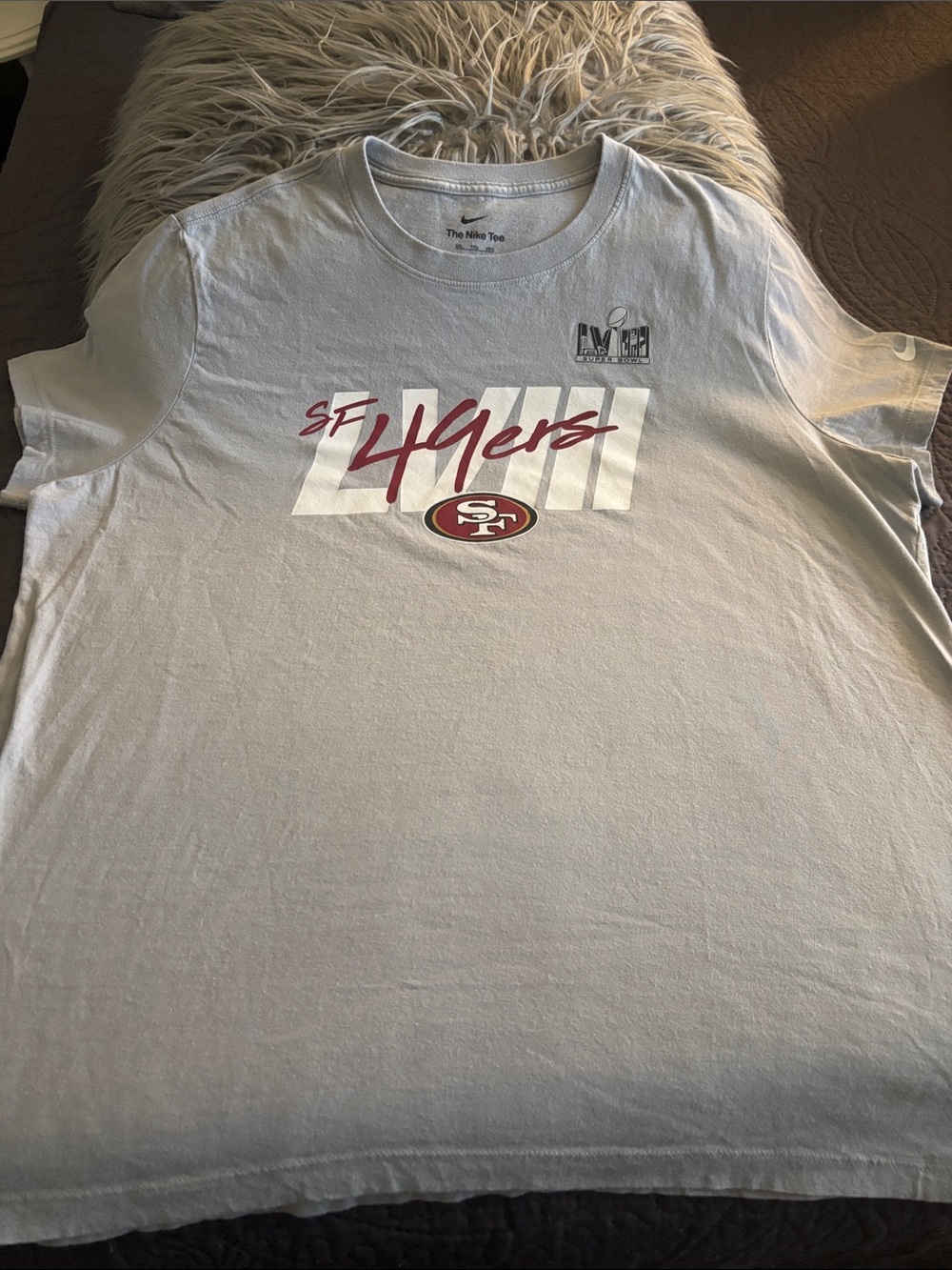 Nike SF 49ers Light Gray Graphic Tee with Red Logo